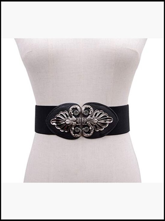 3 Pack Vintage Wide Elastic Stretch Waist Belt Set - Metal Buckle main image 4